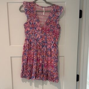 Anthropologie Pink and Purple Floral Mini Dress